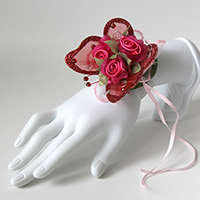 Triple Red Rose and Butterfly Corsage Keepsake